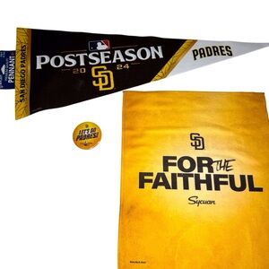 San Diego Padres 2022 2024 MLB Postseason Button Pin, Pennant, Rally Towel